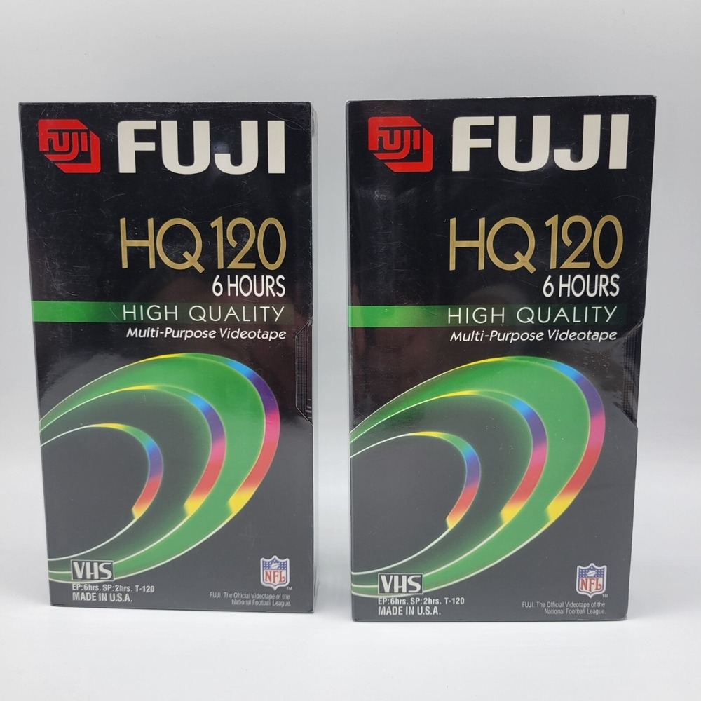 Fuji HQ 120 VHS Tapes 6-Hour Recording High Quality Blank Video Tape Set Of 2